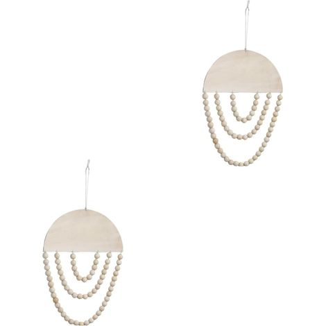 2pièces Décoration Murale Bois Avec Perles Artisanales Accroche Murale Créative Pour Chambre Bureau Et Événements Festifs (1/5)