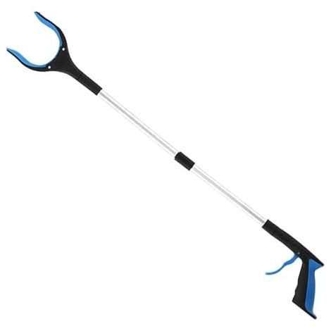 Pince de préhension pour personnes âgées  Ramasse-litière pliable, pince 83 cm et outil portée, bâton ramassage robuste âgées, poubelle bleu -