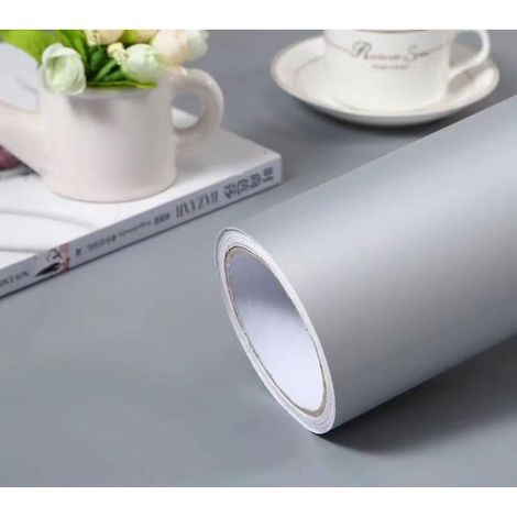 Lámina adhesiva gris mate de 60 × 300 cm – Adhesivo decorativo para muebles y paredes – Impermeable y resistente a las manchas – Fácil de instalar (1/5)