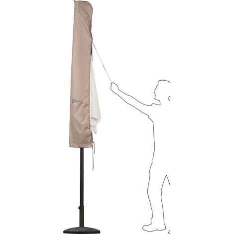 Sekey Schutzhülle Sonnenschirmhülle Taupe Sonnenschirm Abdeckung, XL bis 300cm Sonnenschirm