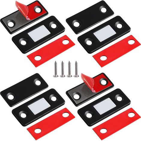 2pcs Ultra Thin Stainless Steel Magnetic Door Magnet Magnetic Catches for Sliding Door of Cabinets, Kitchen, Cupboards, Drawers and Furniture, etc., Black (1/5)