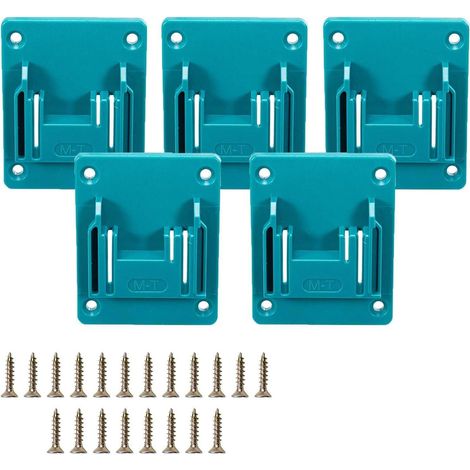 Lot de 5 supports de perceuse compatibles avec les perceuses Makita 18 V Li-ion, avec 20 vis (cyan-bleu, sans outil) (1/5)