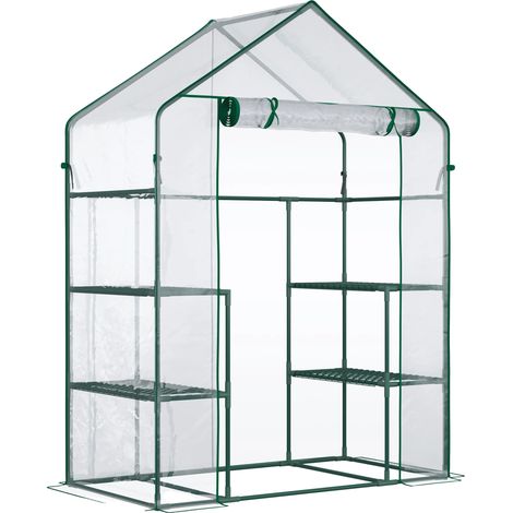 Invernadero de jardín, 142 cm de largo, 73 cm de ancho, 195 cm de alto, 4 estantes, estructura impermeable. (1/5)