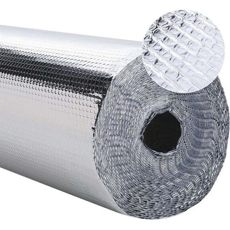 Rouleau d'isolation thermique en feuille à bulles de 5 m x 0,6 m, matériau d'isolation pour radiateur en aluminium, film réfléchissant pour radiateur, rouleau d'isolation thermique pour fenêtres, sols (1/4)