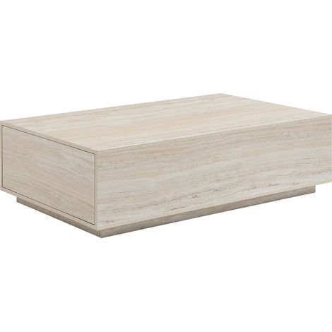 Tavolino con 2 cassetti in MDF L120 cm Effetto travertino beige - ANTRIM
