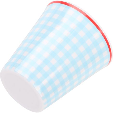 Tasse à eau/café/lait imitation porcelaine 260 ml, mug pour restaurant/école, motif quadrillage bleu clair (1/5)
