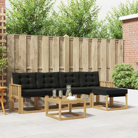 vidaXL Outdoor-Sofagarnitur 6 Stk. Weiß und Schwarz (1/5)