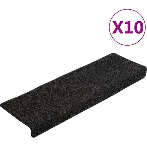 Maison Exclusive - Tappetini per scale autoadesivi 10 pz 65x21x4 cm neri bordo rettangolare