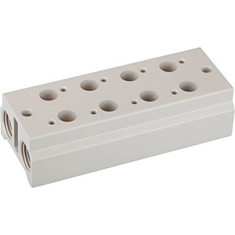 Riegler Mehrfach-Grundplatte für 3/2-Wegeventile, 2 Positionen, M5, G 1/8 (1/2)