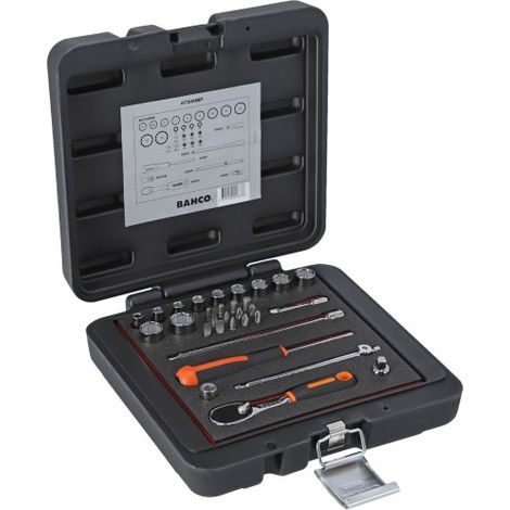BAHCO - Jeu de douilles 1/4", 12 pans métriques et cliquet /embouts - 31 pc/coffret
