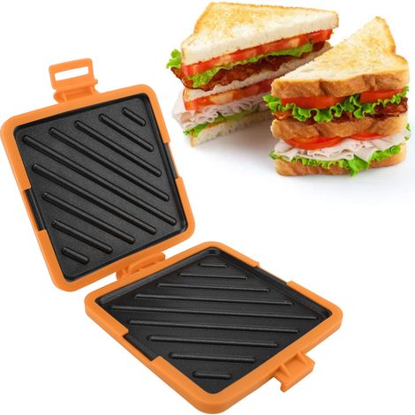 Sandwichera para microondas sin cable de alimentación, con bandas de silicona ajustables, color naranja [501 g] (1/5)