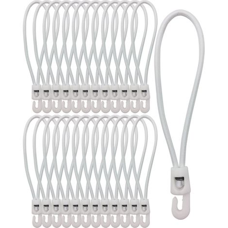 Spanngummis mit Haken 25 Stück, 15 cm, weiß, elastisch & wetterfest (1/5)