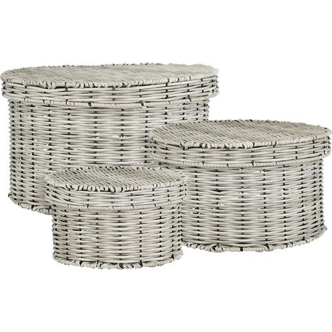 Mica Decorations Aufbewarungsbox Liam Polyester Ø 44 x 26 cm grau Aufbewahrungskorb