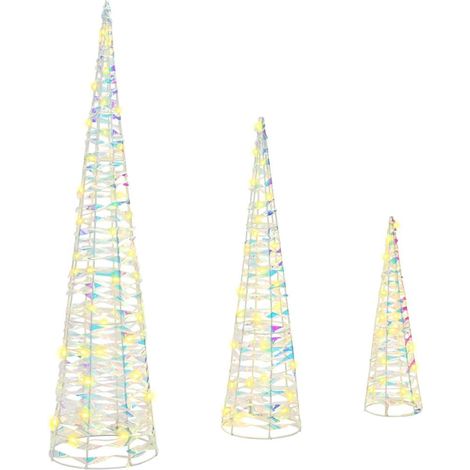 Sapin de Noël  Arbre de Noël avec 90 LED 3 pcs Blanc chaud 20 x 20 x 80 cm PET (1/5)