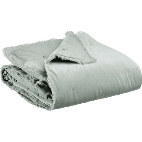 VIVARAISE - Plaid uni Vivaraise Fara - Housse 100% coton et garnissage 100% polyester, gris titane, 135 x 200 cm