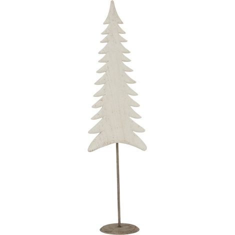 Large Whitewashed Tall Christmas Tree on Stand - Metal - L12 x W18 x H71 cm - White