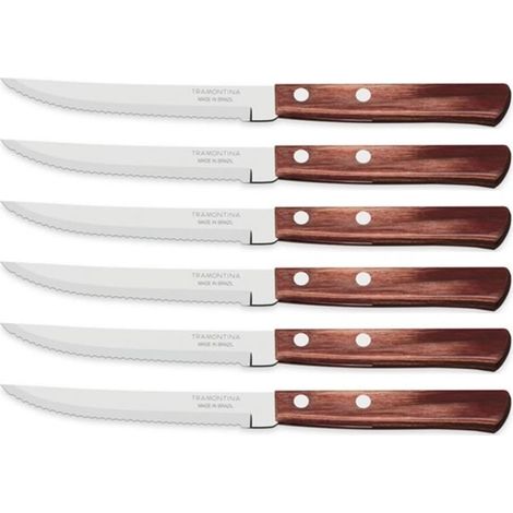 Coltello bistecca inox rosso Tramontina Classic set 6 pz cm 12,5 (1/5)