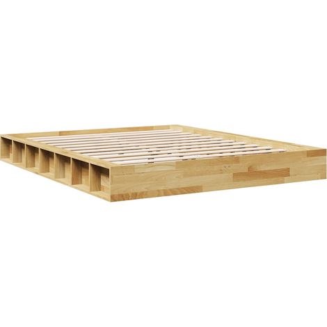 vidaXL Struttura Letto Senza Materasso 135x190 cm in Legno di Rovere (1/4)
