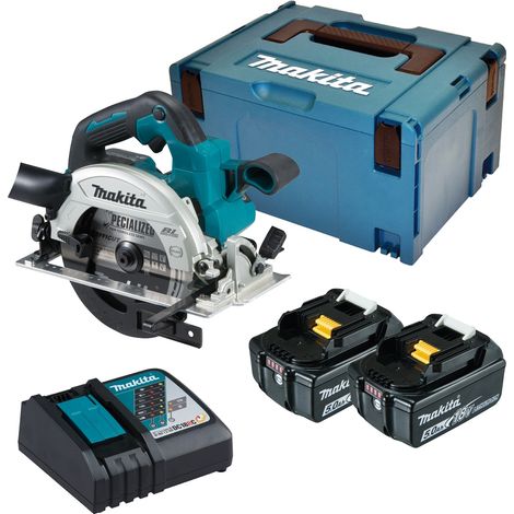 Makita – Scie circulaire 18V LXT Ø165 mm avec 2 batteries 5Ah – Moteur sans balais – Profondeur de coupe 57 mm – DHS660RTJ (1/10)