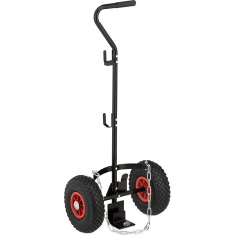 Chariot de transport bouteille de gaz ergonomique 29 x 35 x 85 cm avec crochets pratiques en acier noir (1/5)