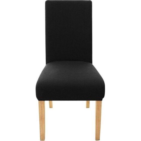Housse de chaise de mariage en jacquard extensible, lavable en intérieur, bon marché, noire, pour salle à manger (1/3)