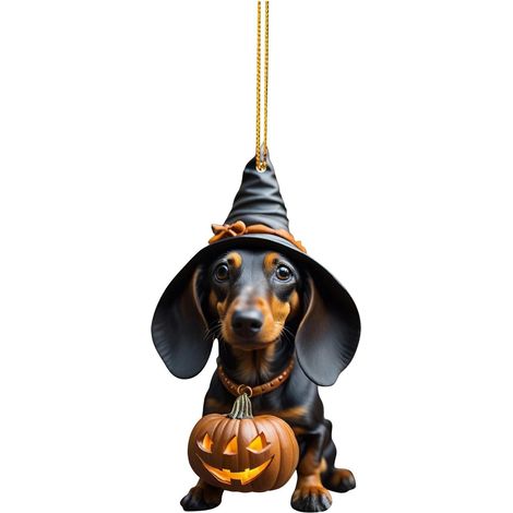 Pendentif Acrylique Citrouille Chien - Décoration Rétroviseur Voiture Intérieur - Halloween - 1 Pièce (1/2)