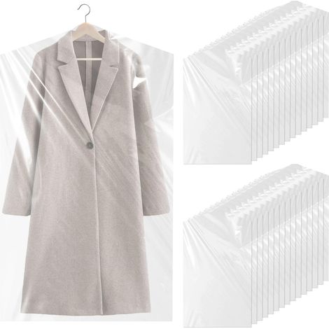 30 Pièces Transparents Housse Vetement à Suspendre,Housses de Vêtements Suspendus,Protection Anti-poussière Pochette,pour Costumes,Vestes,60X140CM (1/5)