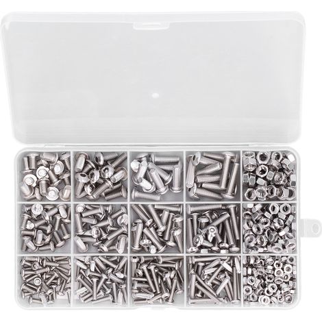 Coffret de 500 vis et écrous hexagonaux ronds en acier inoxydable 304 (M3, M4, M5) (1/5)