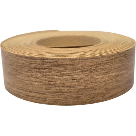 1x Bande de Chant Thermocollant 21mm x 5m Epaisseur 0,50mm Mélaminé Facile à Appliquer Bricolage Étagère Meuble Panneau Bois Durable, Chêne Kraft (1/2)