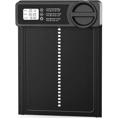Porte de poulailler automatique avec minuterie/mode manuel, porte de poulailler Anti-pincement Alliage d'aluminium Grand écran LCD programmable, avertissement de batterie faible (1/5)