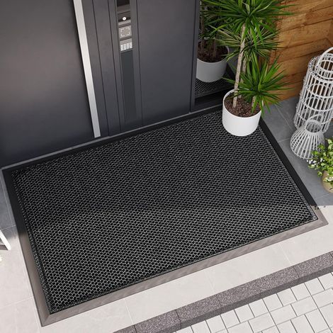 Tapis d'extérieur, tapis anti-boue antidérapant, tapis d'extérieur durable, noir (45 x 75 cm) (1/4)