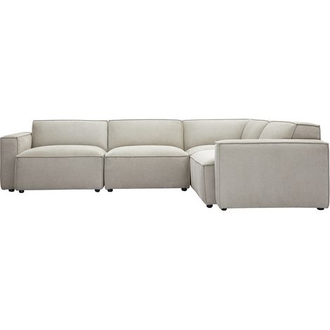 Modulares Ecksofa 5 Plätze in beige Samtoptik strukturiertem Stoff SPLIT