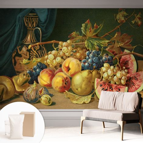 Tapete Dekorative Vliestapete mit Klebe für Wand - Mustertapete - moderne Einrichtung - für Büro Fruchtiger Charme 312x219 cm (1/5)