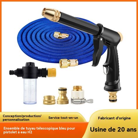 Kit de lavage auto haute pression avec pistolet à eau, tuyau télescopique et débit réglable. Idéal pour la maison, le lavage de voiture, l'arrosage des plantes et le nettoyage des sols. Puissant, lége (1/5)