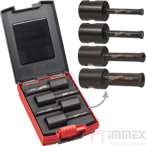Milwaukee Diamantbohrer Set 4-tlg. Fliesenbohrer M14 6-14mm Trockenbohrer (1/4)