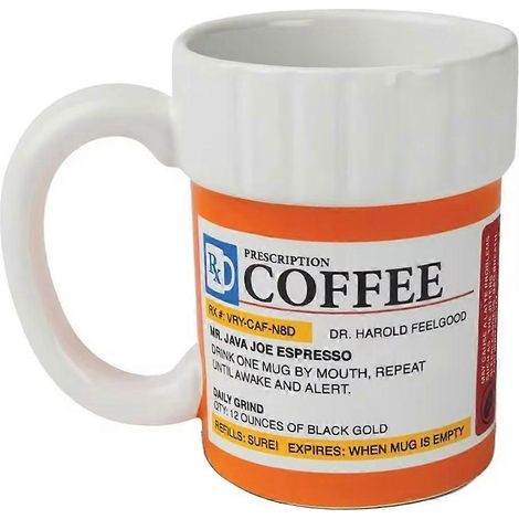 Mug en céramique en forme de flacon de médicament, mug à café pour ordonnance, tasse en céramique en forme de flacon de médicament, design unique et original. (1/5)
