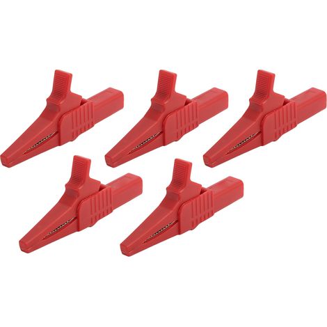 Lot de 5 pinces test sécurité J.60039 multifonction avec douille 4mm pour appareils électroniques, étriers mesure, rouge (1/5)