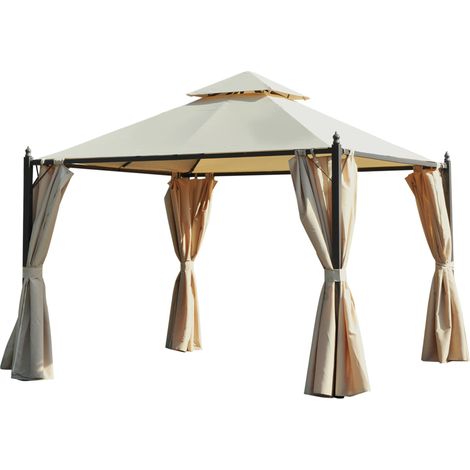 Gazebo da Giardino Impermeabile con Pannelli Laterali Beige 3x3m (1/5)