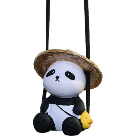 Gancio per auto a forma di panda - Accessori per specchietto retrovisore, auto, decorazione auto anime, panda oscillante Lo specchietto retrovisore dell'auto è dotato di un gancio a forma di panda (1/2)