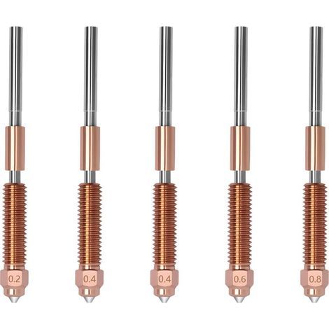 K2 Plus Lot de 5 buses K2 Plus en acier trempé et alliage de titane et acier trempé pour imprimante 3D Creality Hi, K2 Plus haute température intégrée 0,2/0,4/0,6/0,8 mm (1/5)
