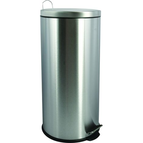 Poubelle à pédale de cuisine Inox 30L Gris MSV (1/5)