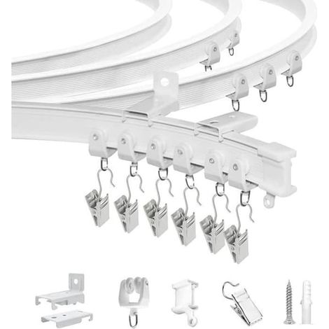 Tringle à rideaux blanche - LECOO - 6 mètres - Flexible - Robuste - Blanche (1/4)