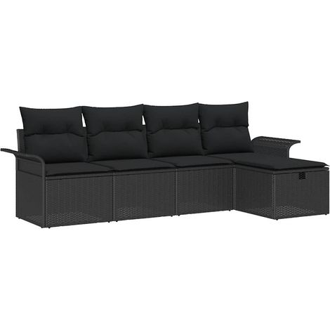 Maison Exclusive - Conjunto de sofá de jardín con cojín 5 pcs Neg