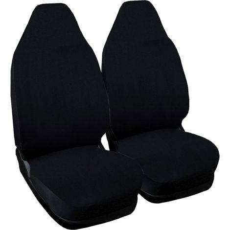 Lupex shop - Coppia coprisedili anteriori per auto Smart.2s (W451), Made In Italy, con copri poggiatesta, tessuto poliestere, Senza logo, colore - Nero (1/4)