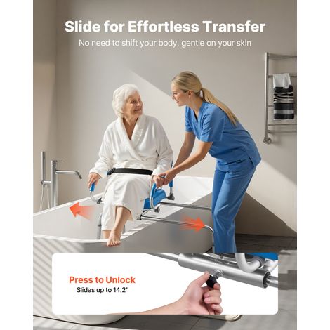 Chaise de Baignoire Coulissante, Siège de Transfert pour Baignoire Pivotant, Capacité 150 kg, pour Seniors et Personnes à Mobilité… (1/5)