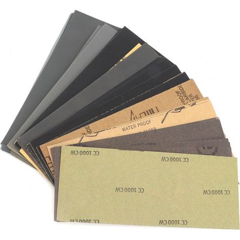 Ortviai Papier abrasif humide/sec 93 x 230 mm – Lot de 90 feuilles en alumine, grain varié (400 à 7000) (1/5)