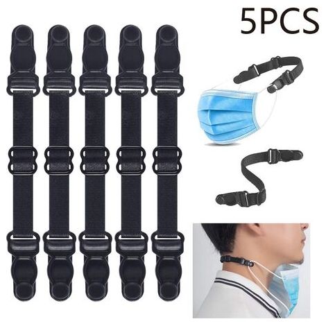 Maskenclip, Maskenhaken, Maskenverlängerung, chirurgischer Maskenclip für alle Größen, reduziert den Druck und verbessert den Komfort, 14 bis 21 cm, 5 Stück, schwarz (1/5)