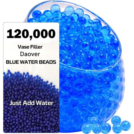 Lot de 120 000 perles d'eau bleues décoratives pour plantes dans un vase, boules en gel bleues pour perles flottantes, bougies flottantes, centre de table de mariage, remplissage de vase (1/5)