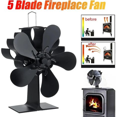 Ventilateur thermique Silencieux à 5 Pales pour Poêle à Bois, Distribution Efficace de Chaleur en Hive (1/3)