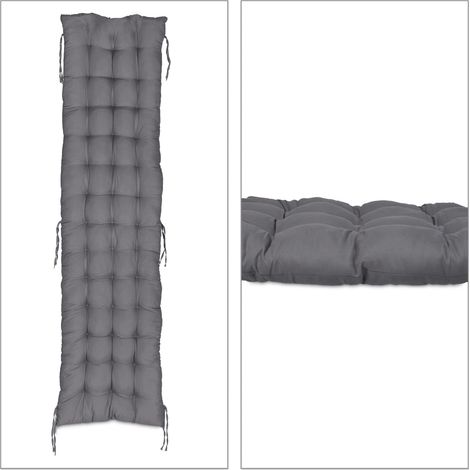 Cojín de banco de jardín cómodo para tumbonas 120 x 50 x 5 cm de poliéster gris 130010832 (1/4)